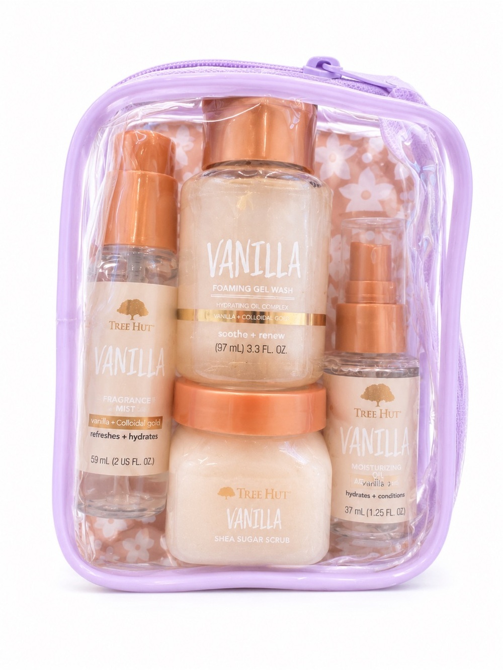 Tree Hut Vanilla Bath & Body Gift Set - Lavender Travel Pouch